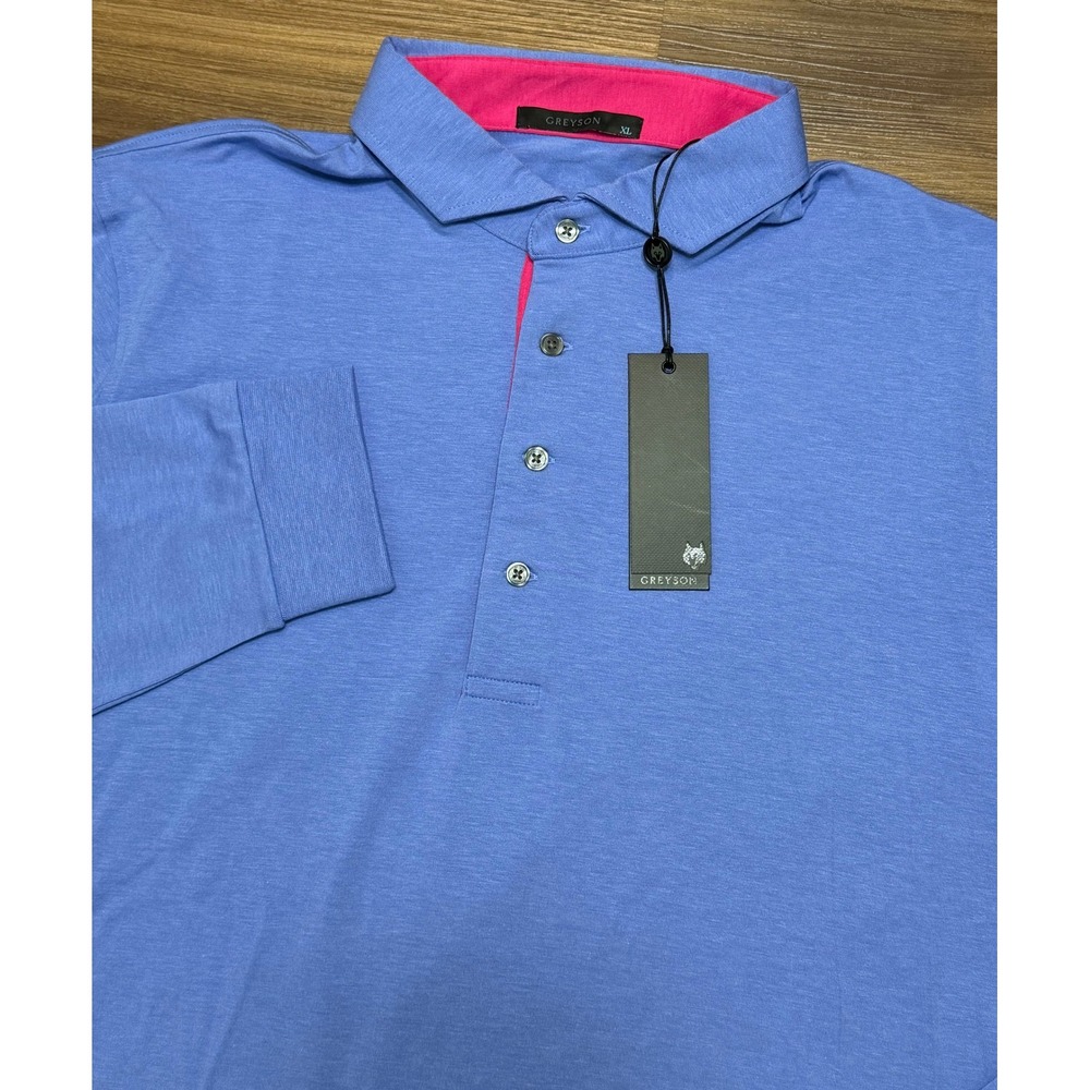 Greyson Apache II Long Sleeve Golf Performance Polo Shirt Purple Men's Sz XL